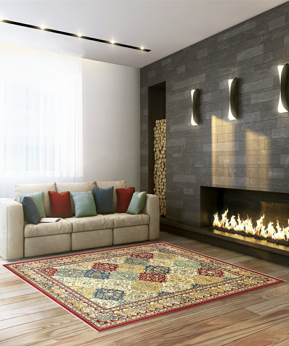 Tappeto KAZAKH 2192 multicolore cm.70x240 stile orientale persiano alta qualità con effetto lucente