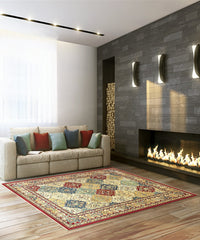 Tappeto KAZAKH 2192 multicolore cm.70x240 stile orientale persiano alta qualità con effetto lucente