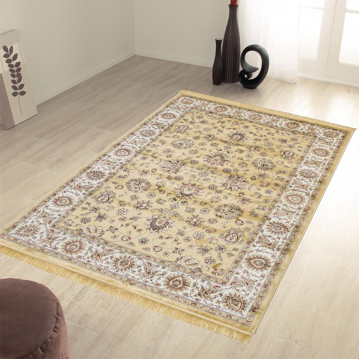 Tappeto RUBINE 492 Ziegler ORO design tradizionale classico stile persiano orientale cm.67x240. Tappeto salotto, soggiorno, camera da letto, ingresso, corridoio.