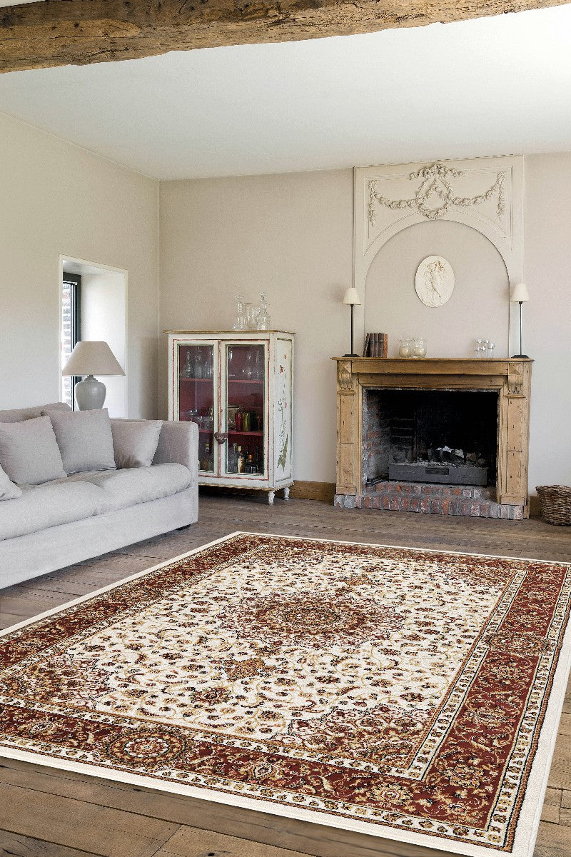 Tappeto BABIL cm.280x380 disegno classico orientale colore crema e rosso