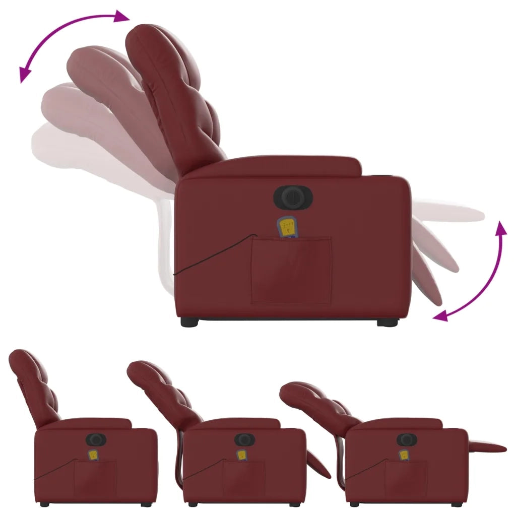 Poltrona Alzapersona Reclinabile Rosso Vino in Similpelle 3204683