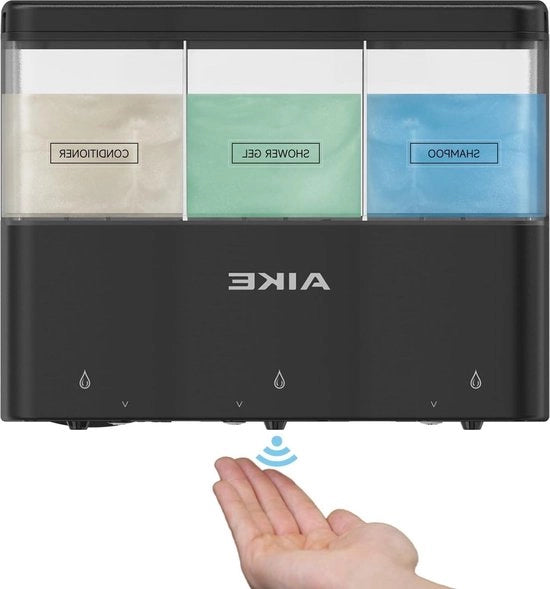 Dispensatore di sapone automatico per bagni - Installazione a parete 3-camere - 320ml x 3 - Adatto per gel doccia e shampoo liquido - Senza perforazione