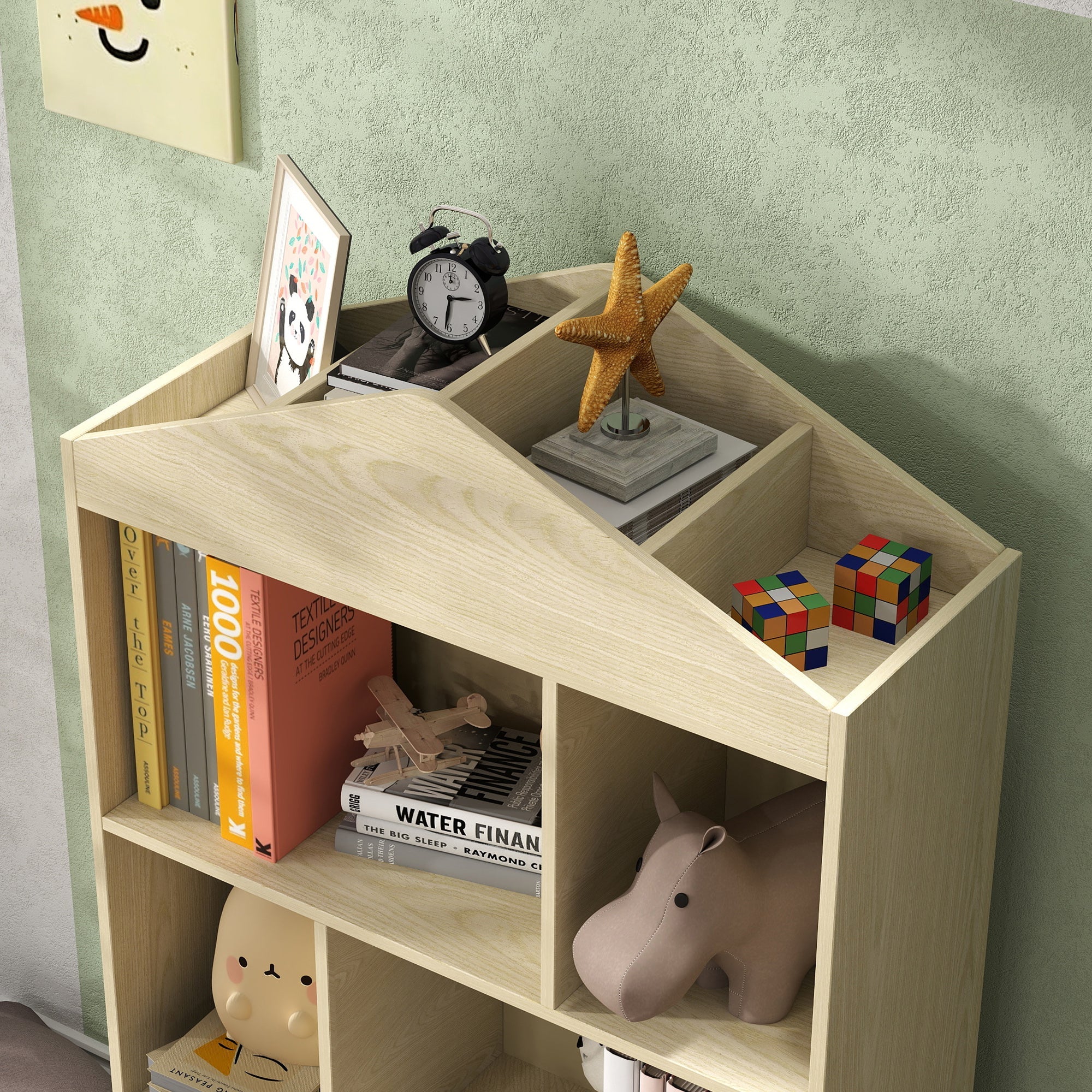 Libreria per Bambini con Ripiani Aperti e Armadietto 80x30x140,5 cm Bianco e color Legno