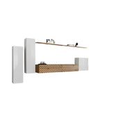 Insieme mobile soggiorno SWITCH I – Bianco e Rovere Wotan – Finiture effetto rovere fresato – Design moderno