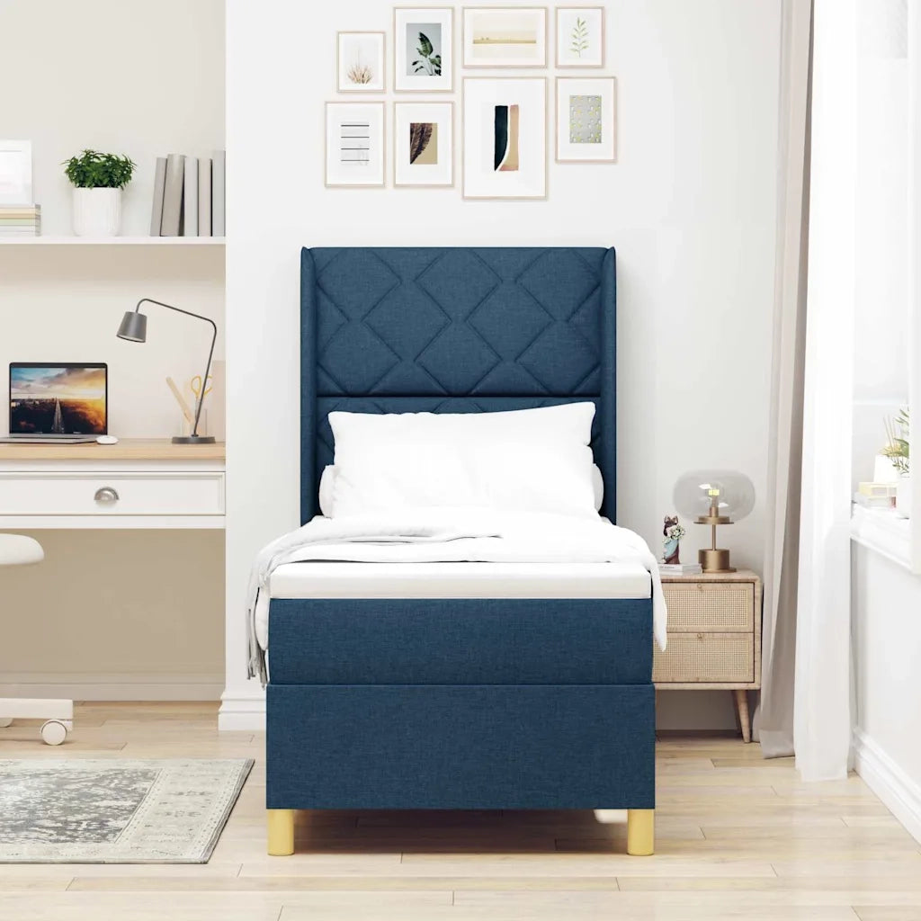 Letto a molle con materasso Blu 140 x 200 cm Tessuto 3343727
