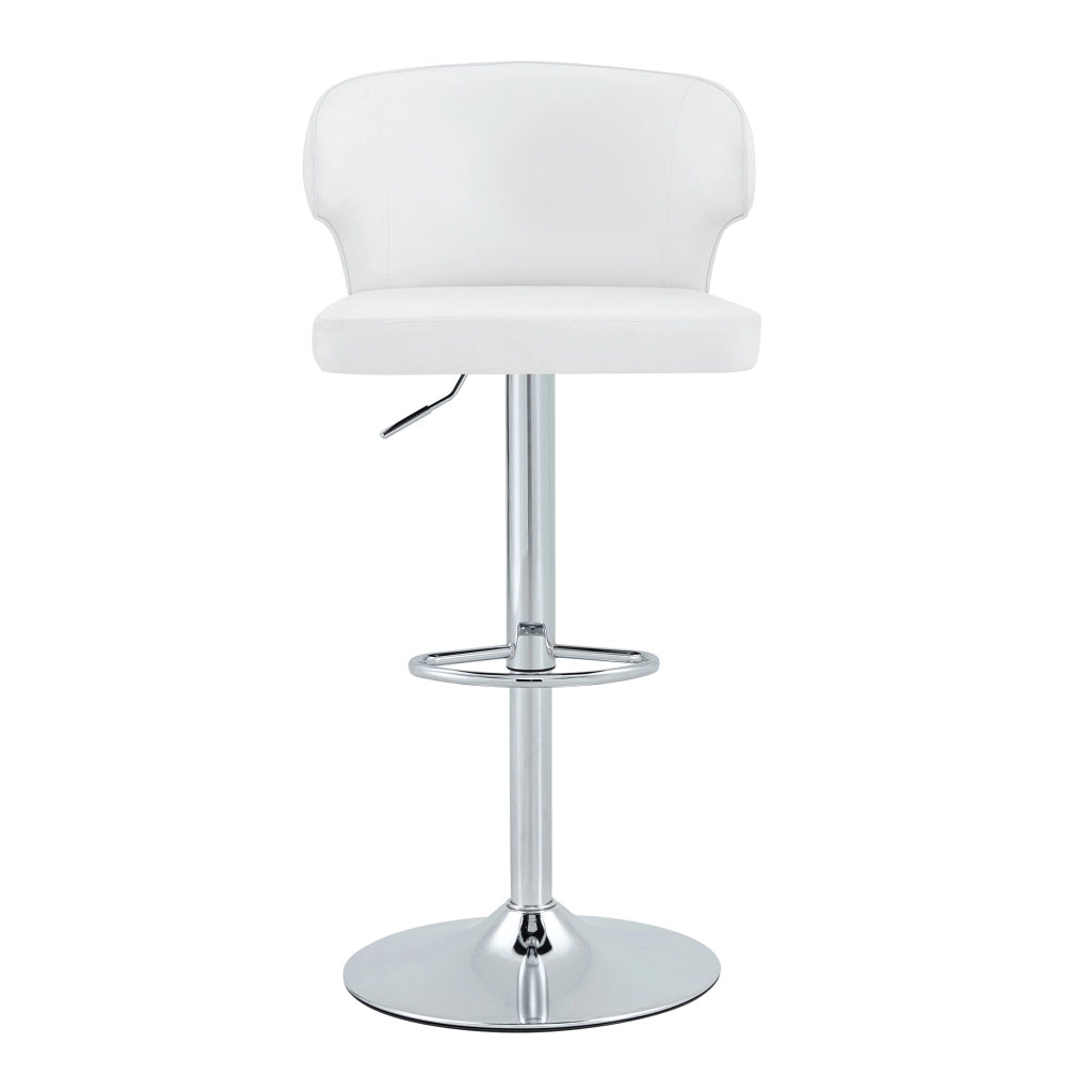 Set di 2 sgabelli da bar girevoli 360° regolabili in altezza con schienale, PU bianco
