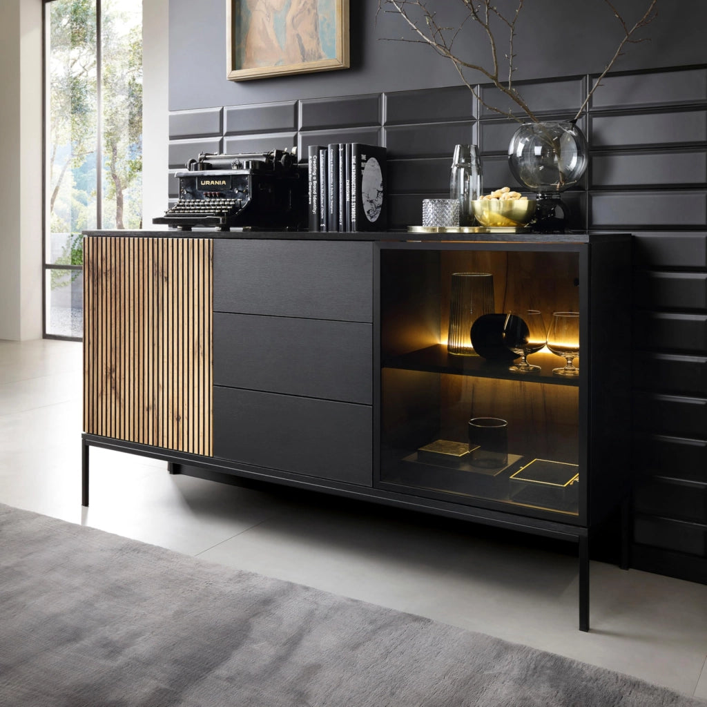 Komodee Cassettiera Laval KSZ154 Rovere Wotan/Nero 154x83x39 cm