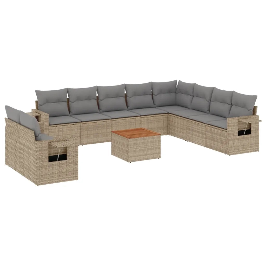 Set Divano da Giardino 11 pz con Cuscini Beige Misto Polyrattan 3256969