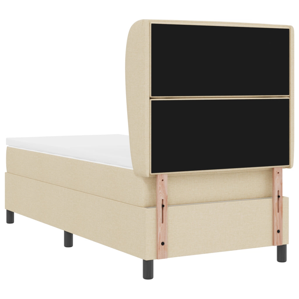 Letto a Rete con Materasso Crema 90x190 cm Tessuto