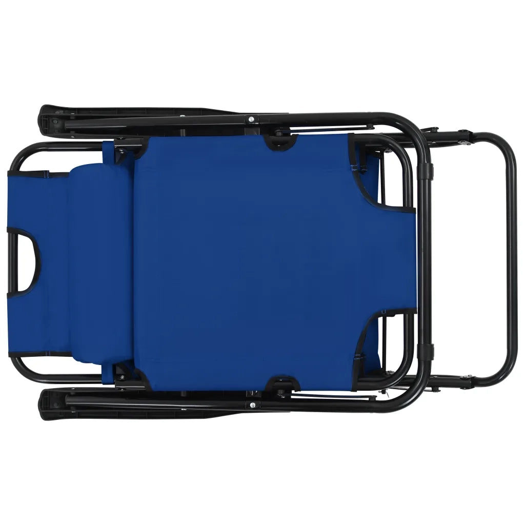 Lettini Prendisole 2 pz | Sdraio da giardino | Lettino da sole Pieghevoli con Poggiagambe Acciaio Blu