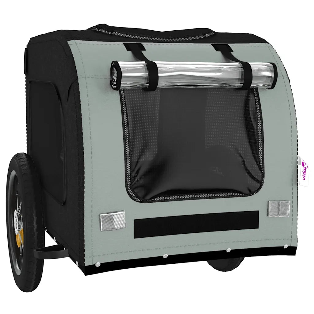 Rimorchio da Bici per Animali Grigio e Nero Oxford e Ferro CFW7266322