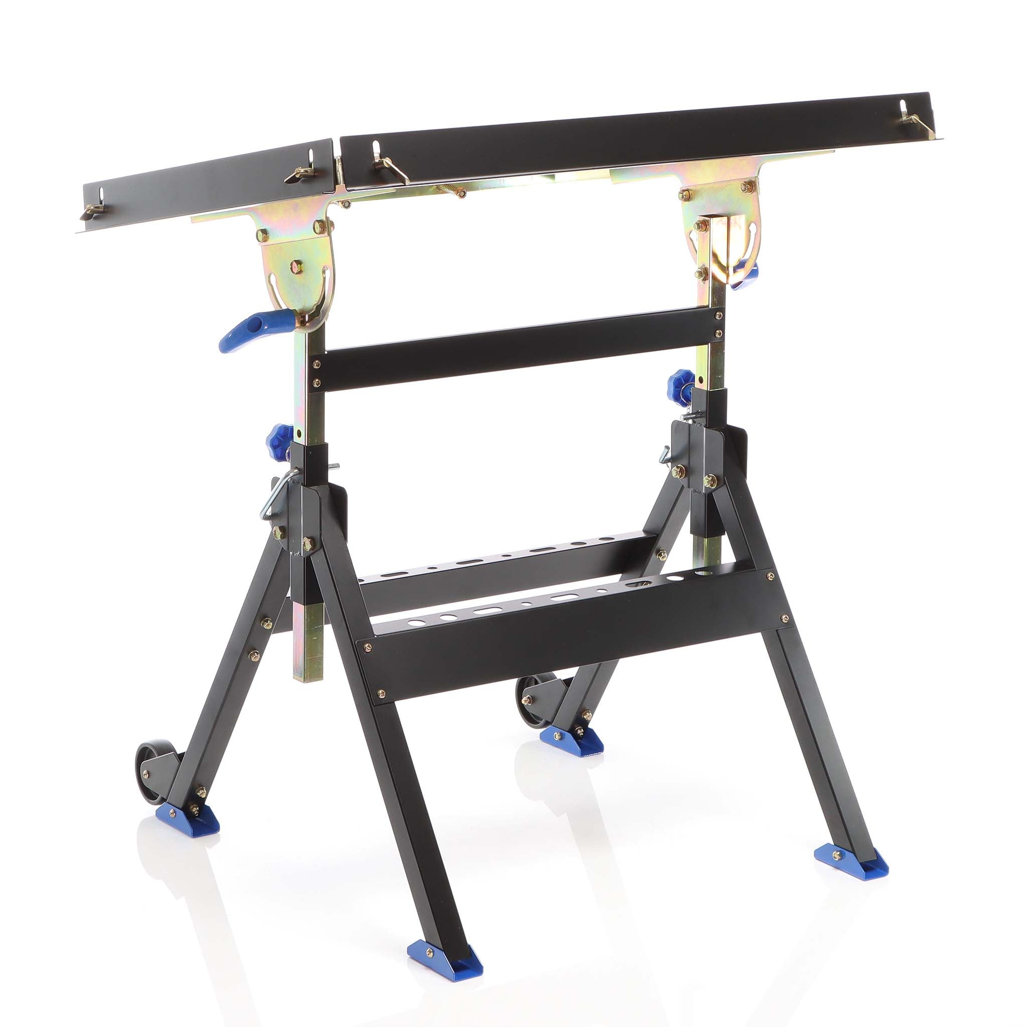 Banco saldatura pieghevole max 150 kg, carrello regolabile in altezza 735-860 mm, inclinabile fino a 90°