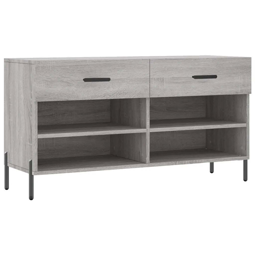 Panca Porta Scarpe-Sgabello-Panca Scarpiera Grigio Sonoma 102x35x55 cm Legno Multistrato 231228