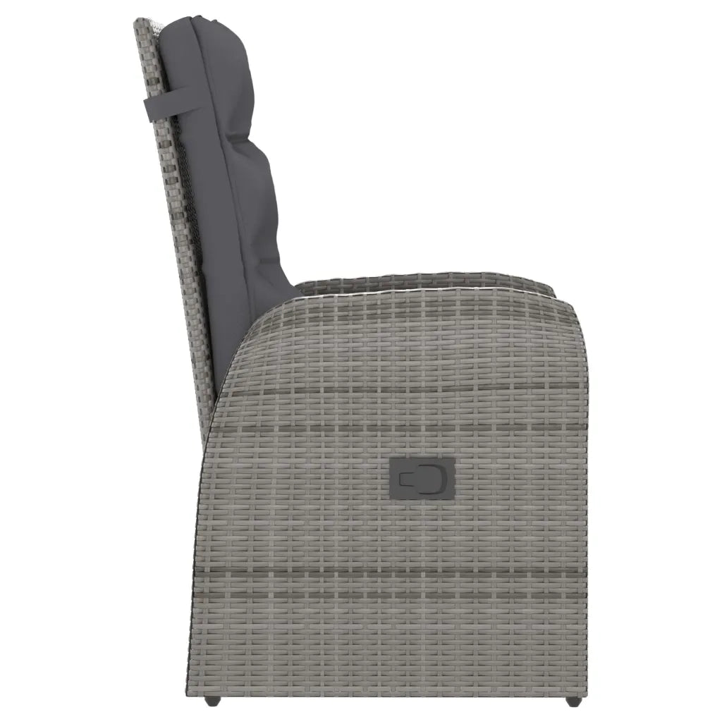Set da Pranzo per Esterni 7 pz con Cuscini in Polyrattan Grigio 3059344