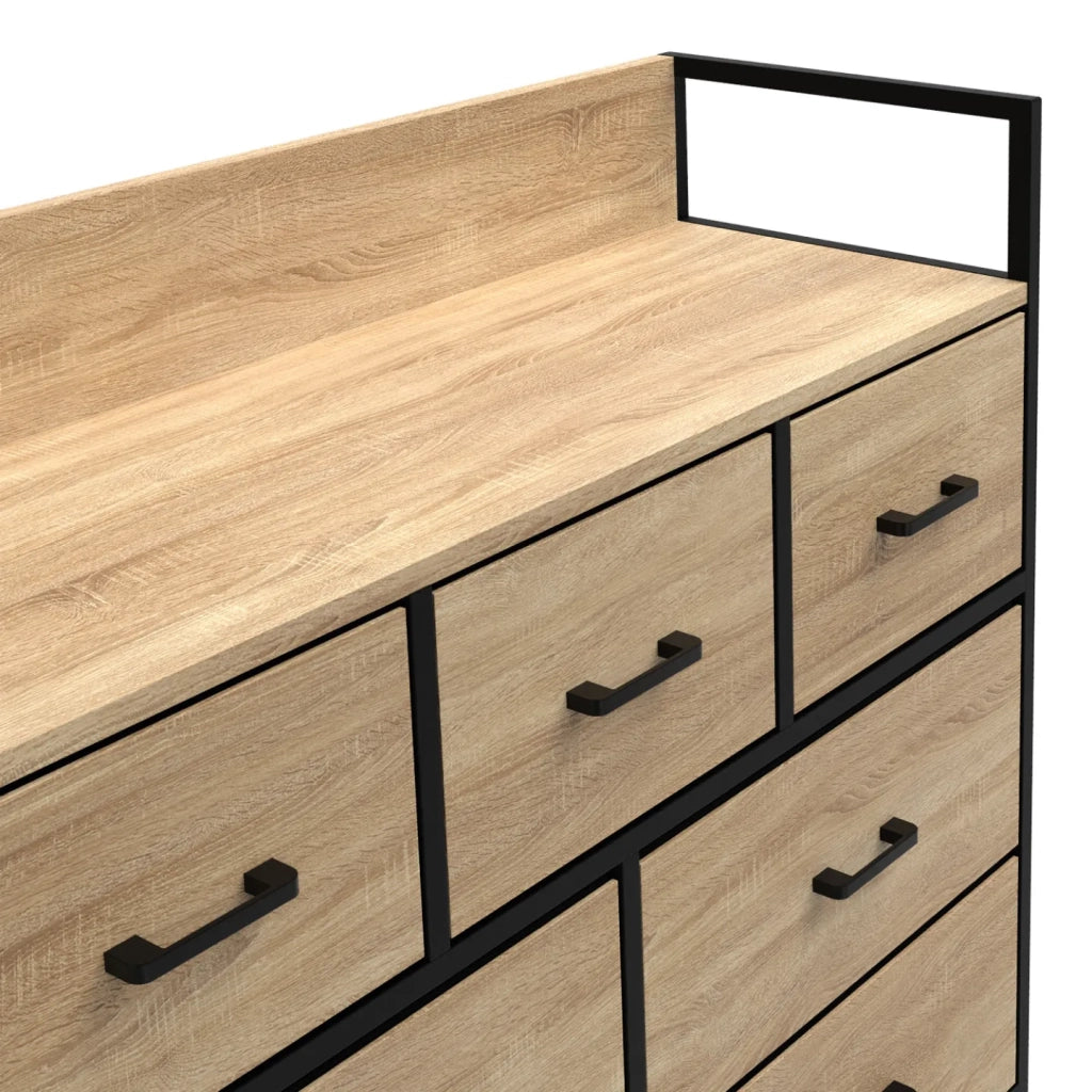 IDMarket - Baúl de tela de 7 cajones UTAH 100 cm mueble de almacenamiento de diseño industrial