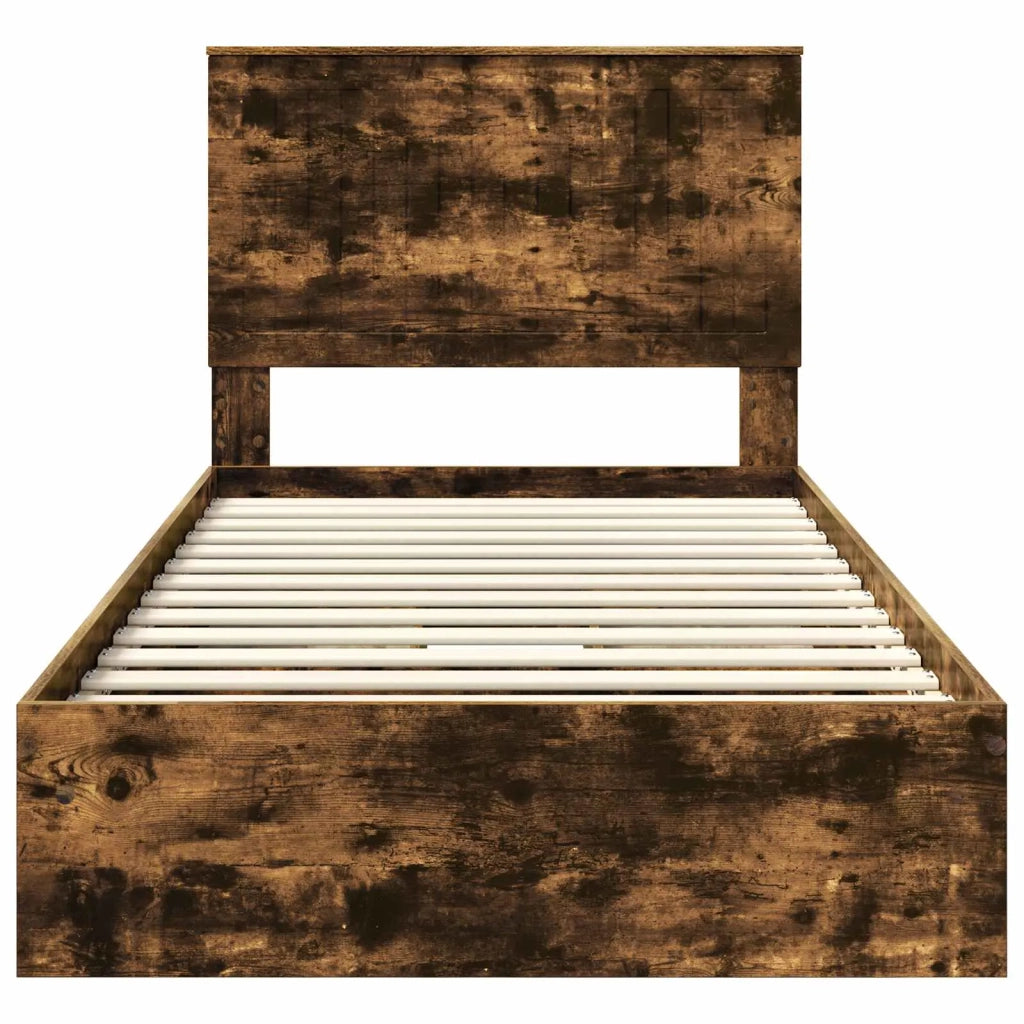 Letto con Contenitore con testiera Rovere fumé 100 x 200 cm