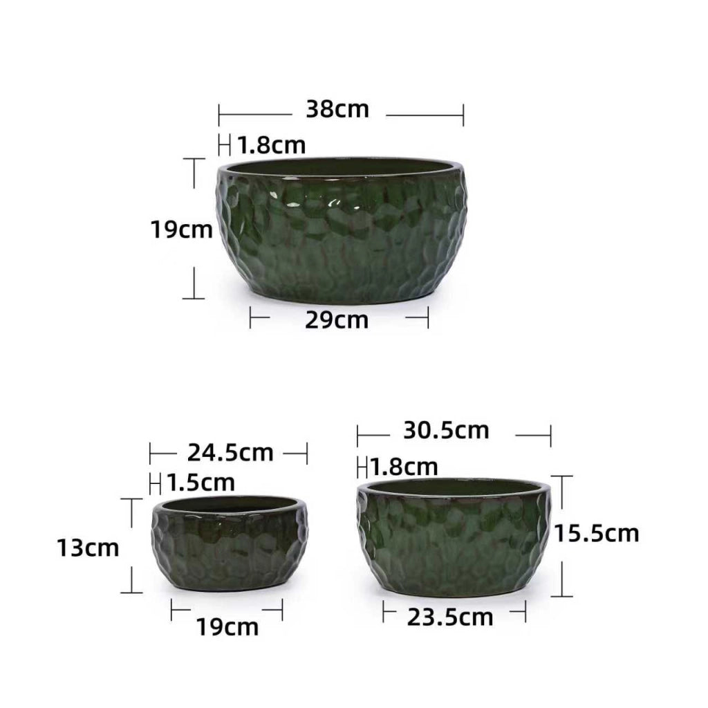 Fioriera in ceramica con foro di drenaggio per interno ed esterno finitura lucida verde antico 49,0 × 49,0 × 31,5 cm