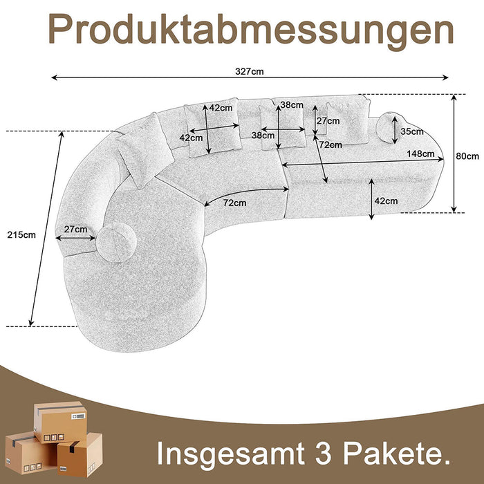 Divano a nuvola senza struttura - Xylo - 327 cm di altezza, modello a L, comodo, non assemblato