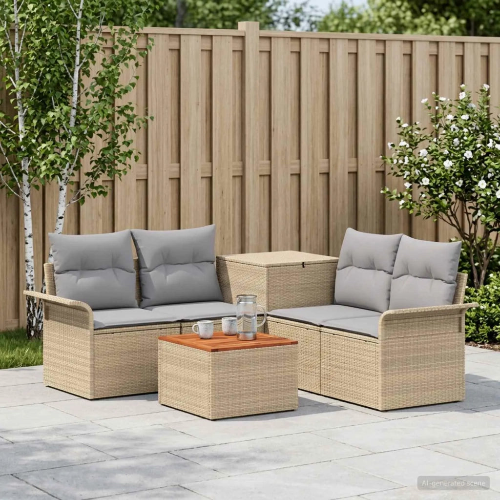 Set di divani 6 pz 4-Numero di posti Beige e Grigio Chiaro 3447095