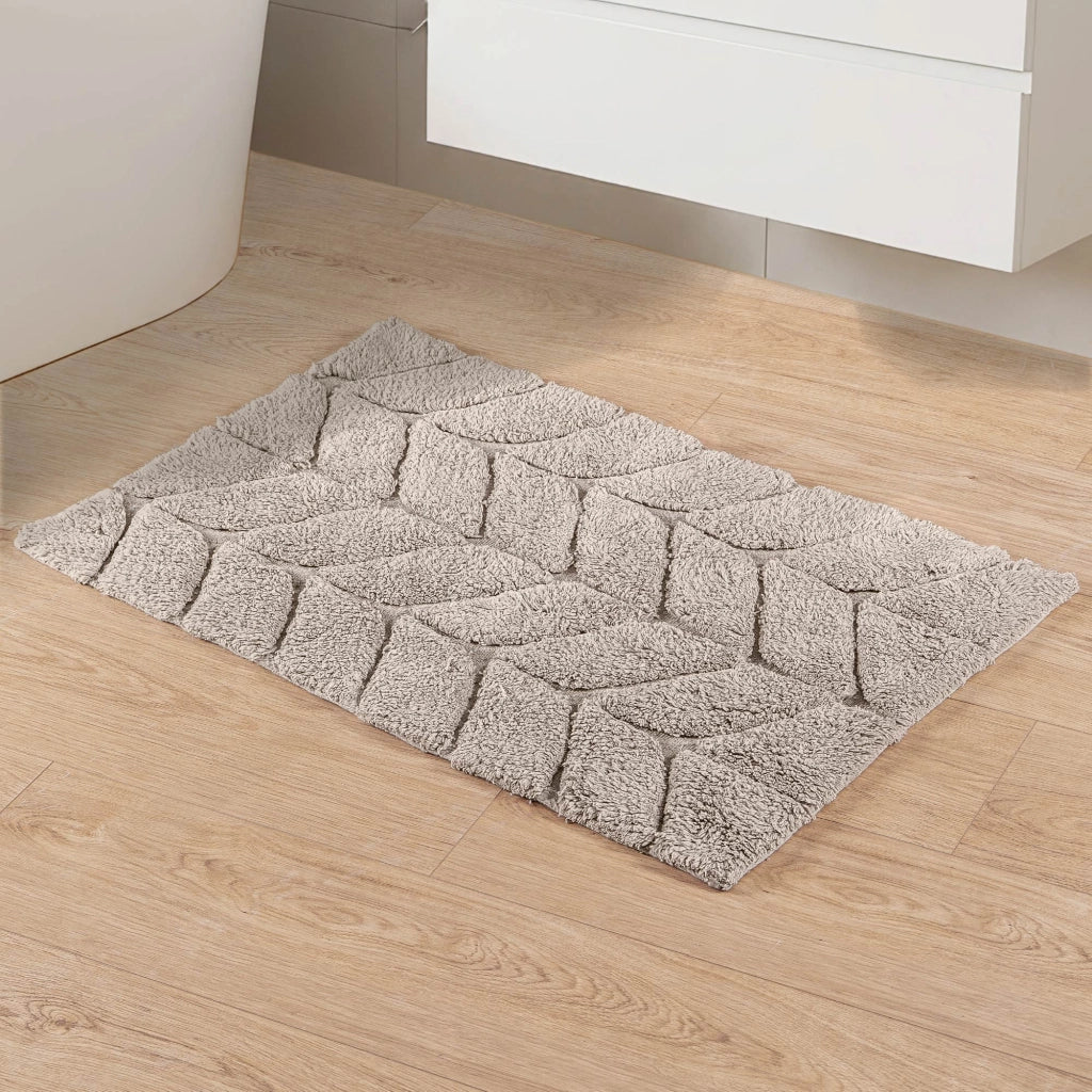 Tappeto Bagno Antiscivolo In Cotone Effetto Rilievo Assorbente, Morbido, Lavabile in Lavatrice 50x80 / 60x120 cm Tortora - 60x120 cm