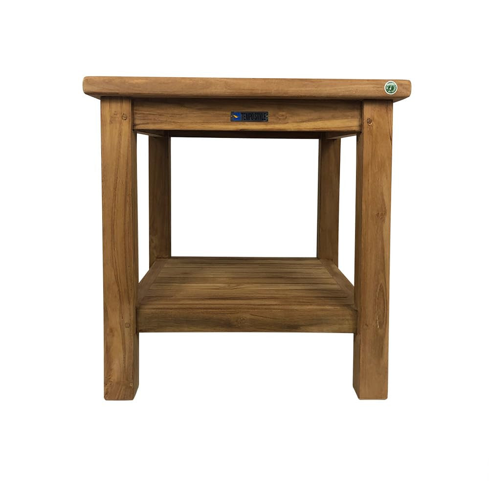 Tavolino Quadrato con Ripiano da Esterno Sal 50x50 cm in Legno Teak