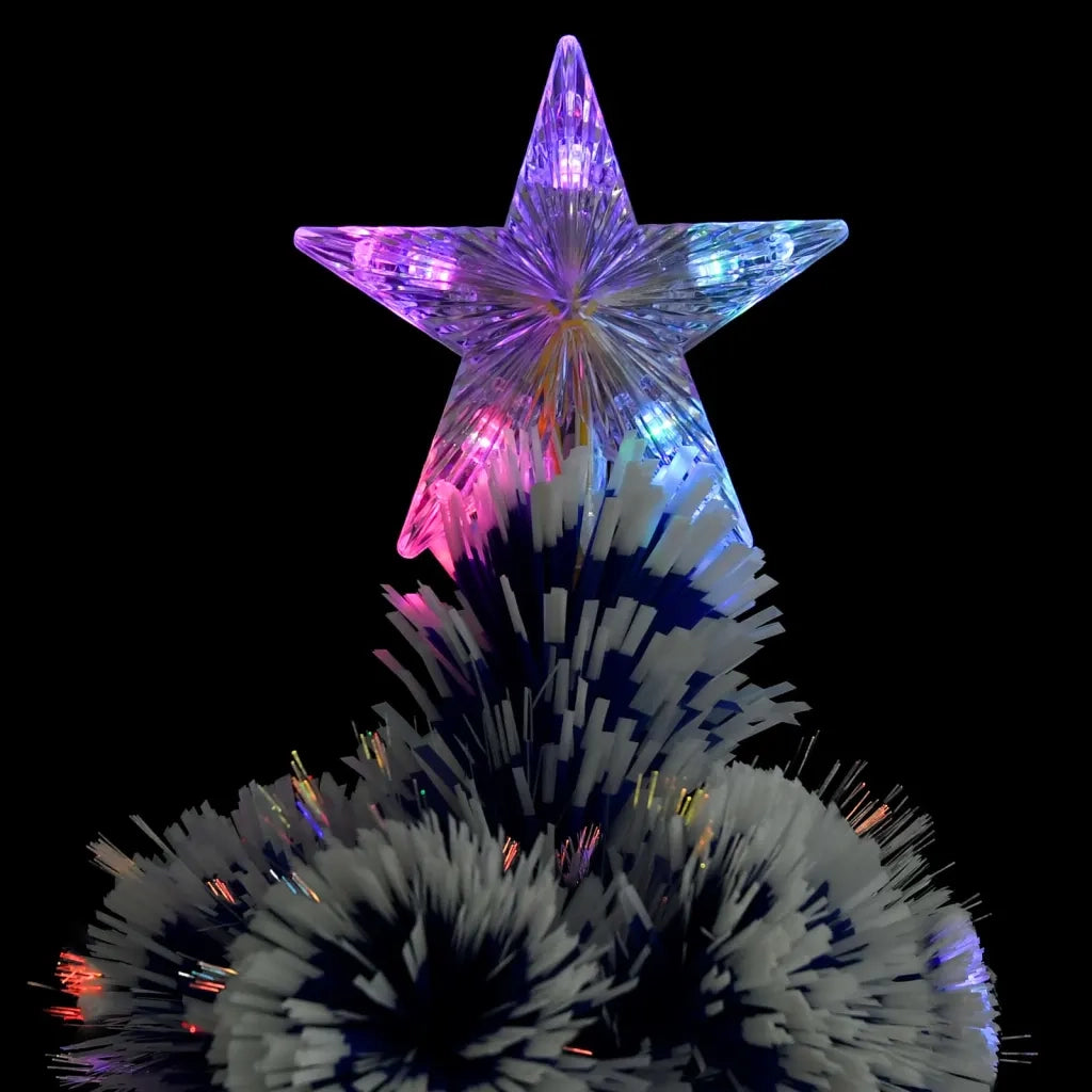 Albero Natale Artificiale LED Bianco e Blu 120 cm Fibra Ottica