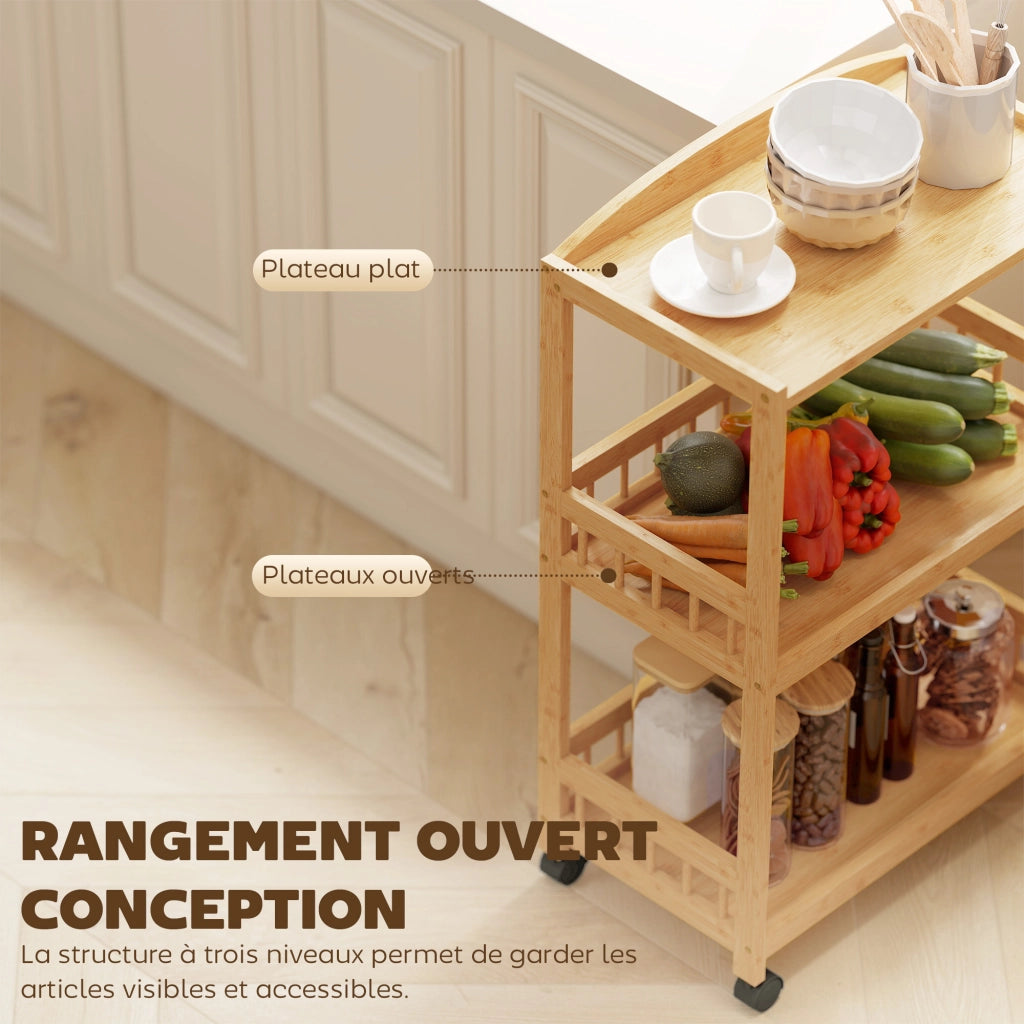 Tavolino a rotelle in bamb¨´ ¨C zephmum ¨C 53x30,5x83cm