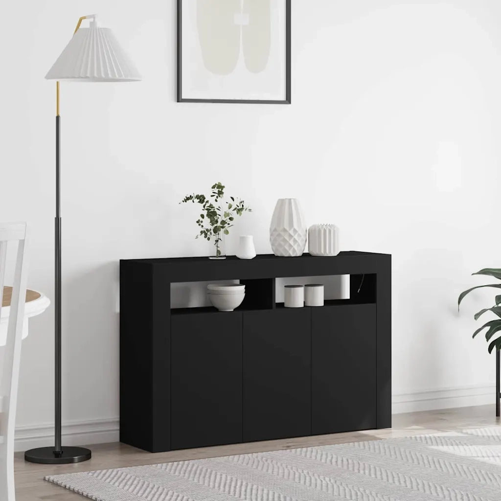 Credenza-Buffet-Armadio da cucina Nero 116 x 30 x 75 cm Legno multistrato