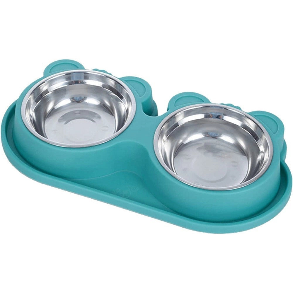 Trade Shop - Ciotola Alimentare Acciaio Anti Perdita Fontana Acqua Dispenser Cibo Cani Gatti -