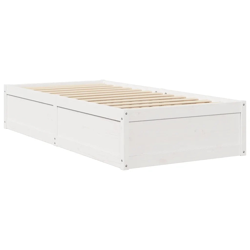 Letto con Materasso Bianco 90x200 cm in Legno Massello di Pino 3281944