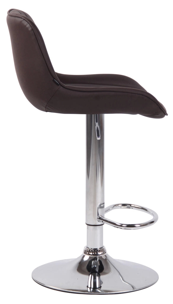 Set di 2 sgabelli da bar Lentini in similpelle marrone,cromo