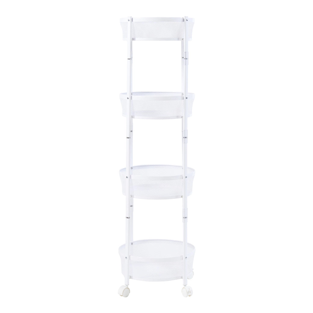 Carrello da Cucina Sørreisa con 4 Cestelli Telaio Pieghevole Bianco [en.casa]