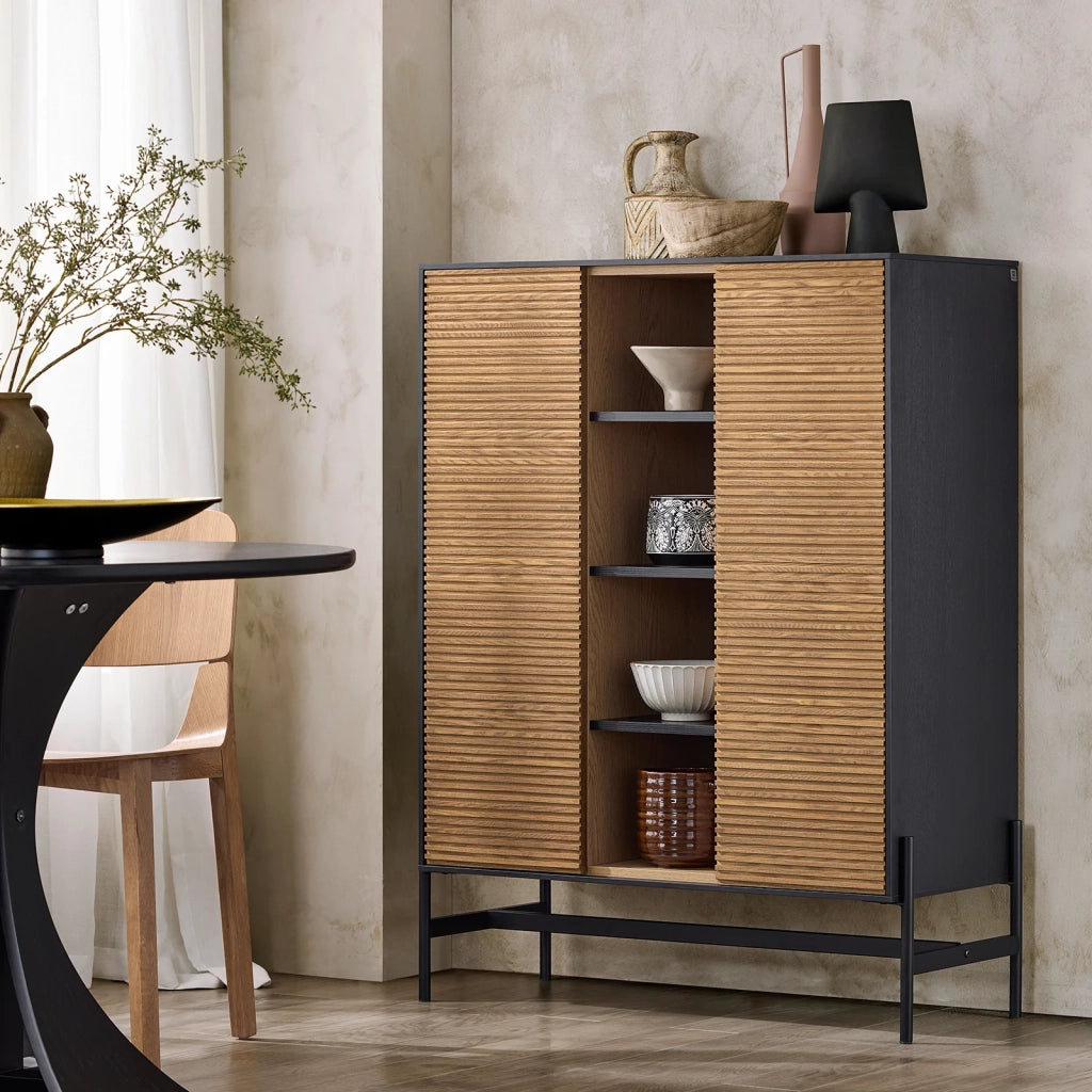 Credenza decorativa Consolle laterale stretta Nero 92x40x119cm HFSB04-SCH