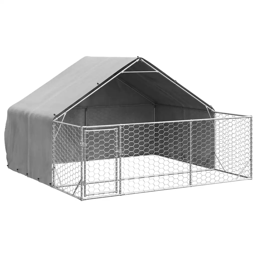 Cuccia per Cani da Esterno con Recinto 3x3x1,9m Acciaio Zincato