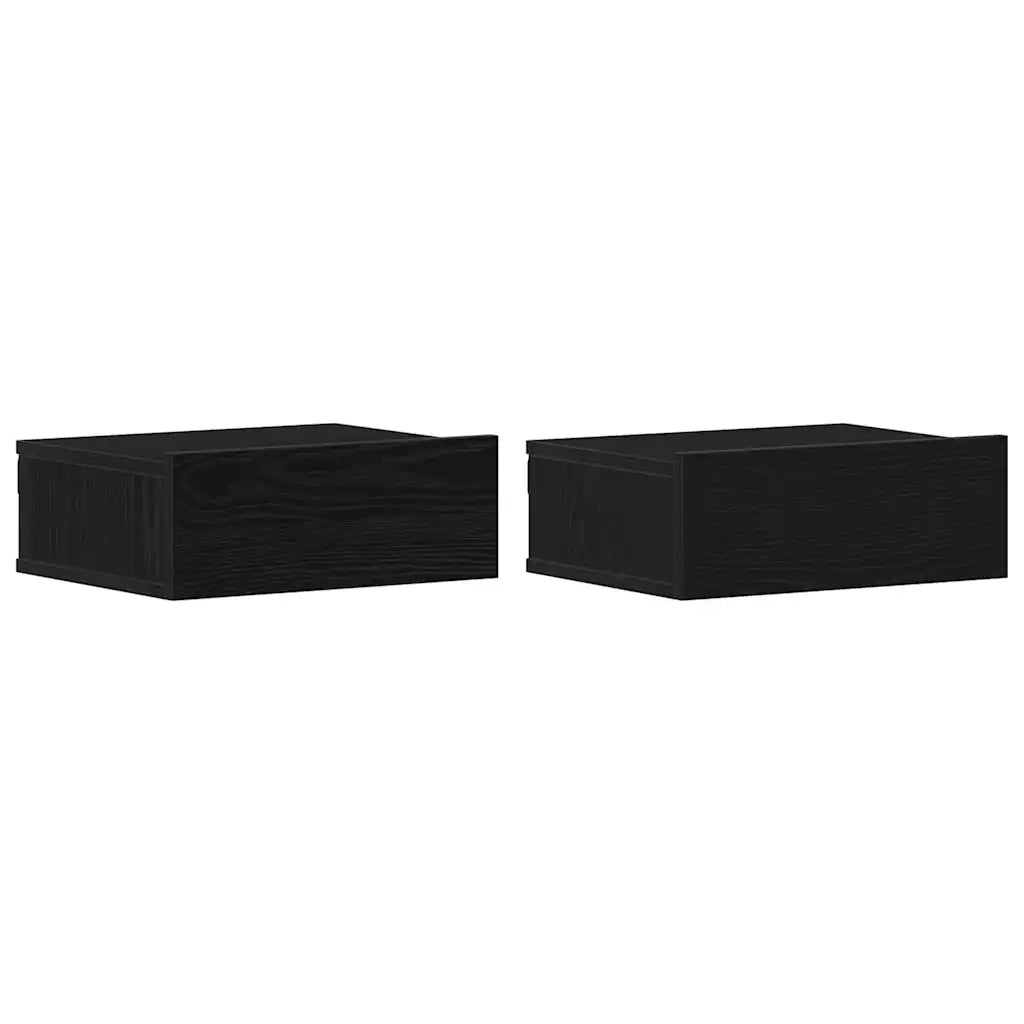 Comodini sospesi 2 pz Rovere Nero 40x32x15 cm Legno ingegnerizzato