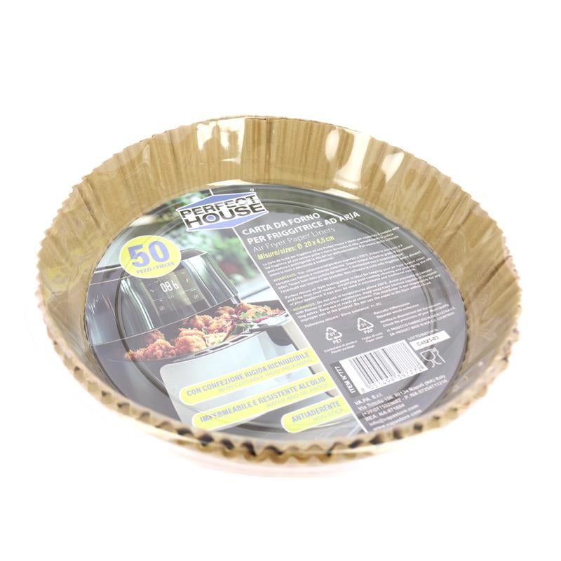 PERFECT HOUSE CARTA DA FORNO PER FRIGGITRICE AD ARIA ROTONDA CON CONFEZIONE RIGIDA 20X4,5 CM 50PZ