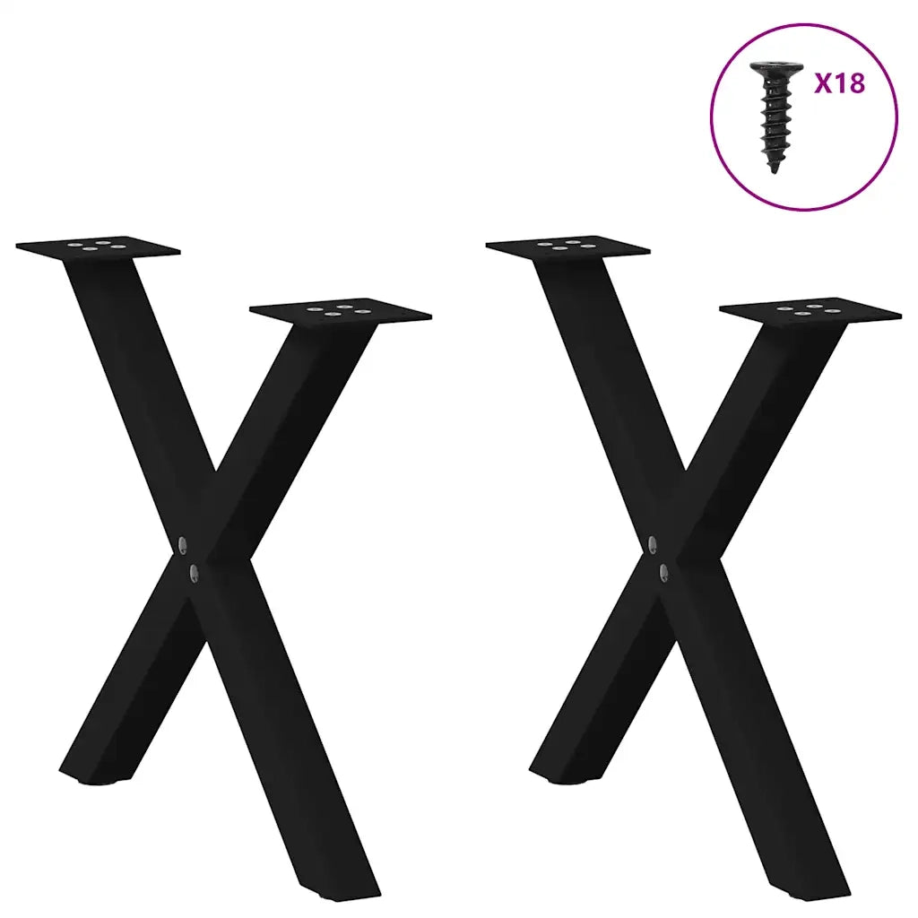 Gambe per Tavolino da Caffè a Forma di X 2 pz Nere 50x(42-43) cm Acciaio 4012896