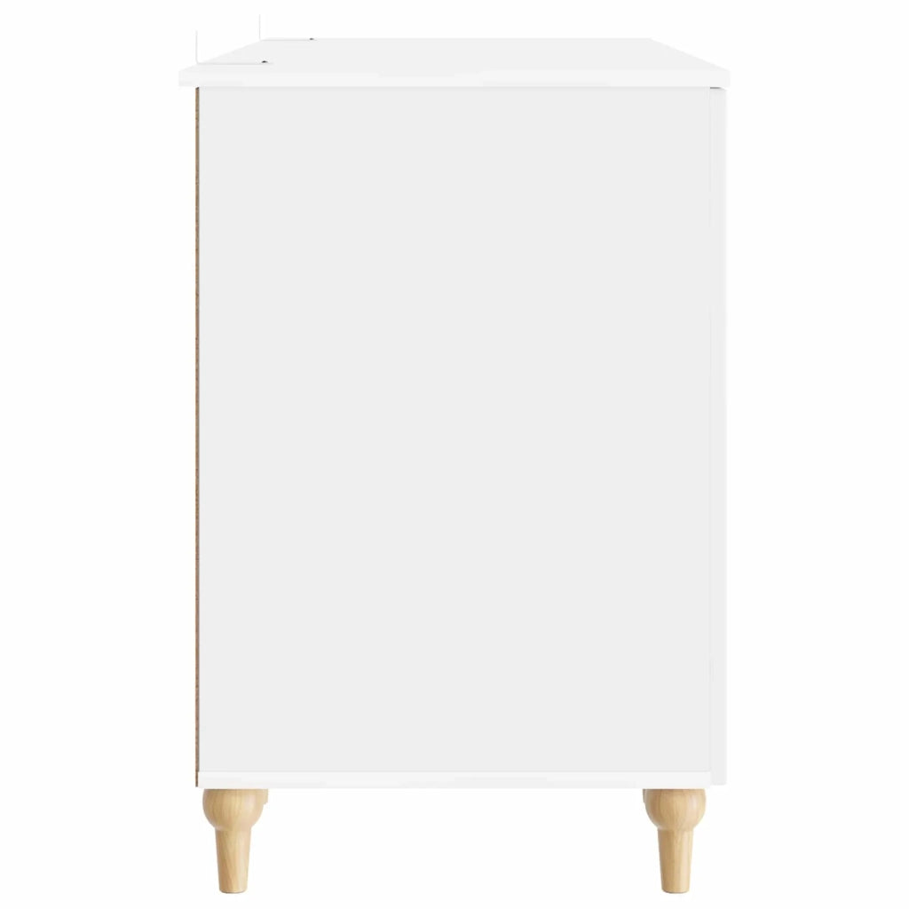 Scrivania Bianco Lucido 142,5 x 50 x 75 cm Legno ingegnerizzato