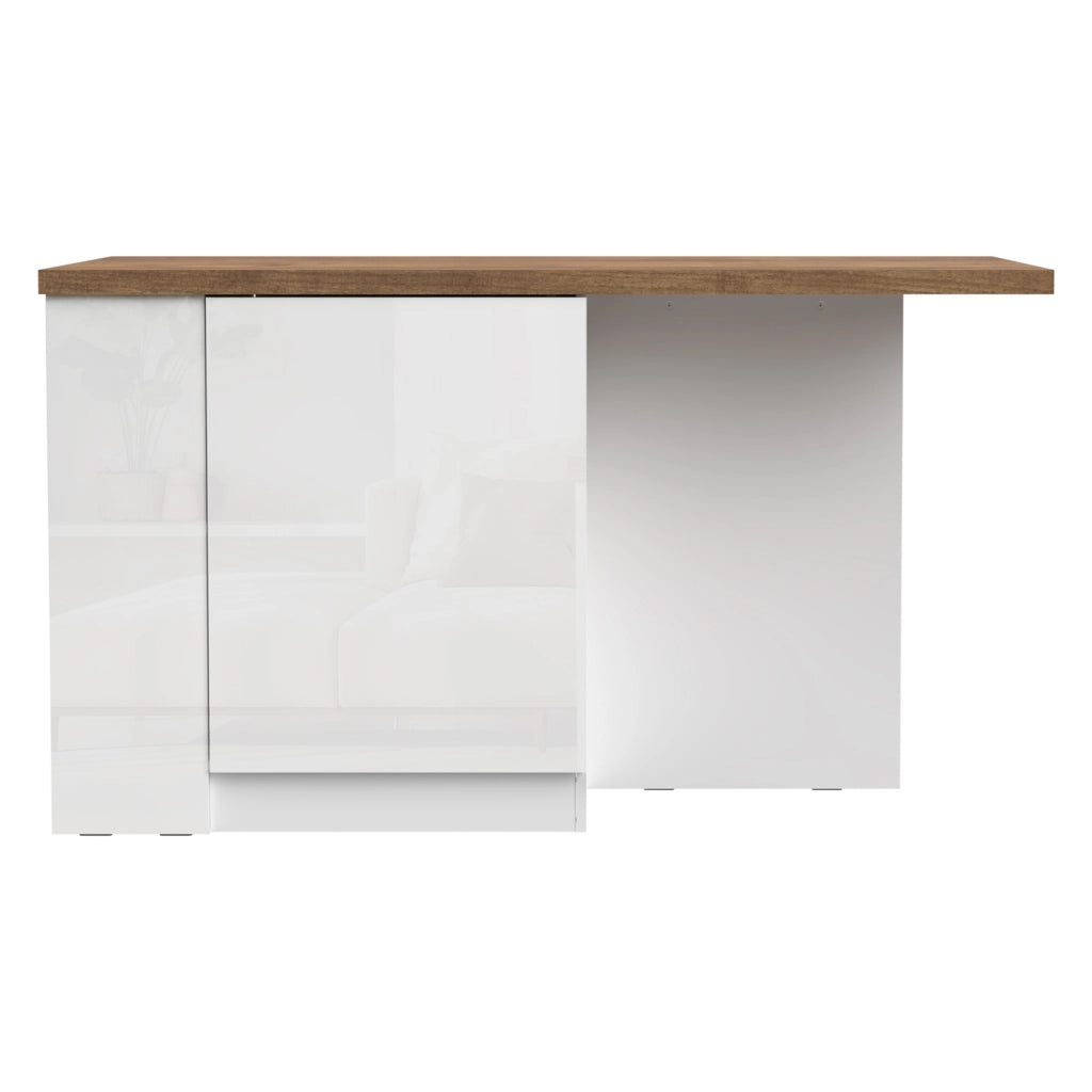 Mobile Dispensa Migabato, Isola da Cucina un Ripiano Made in Italy, 160x80x90h cm Bianco Lucido
