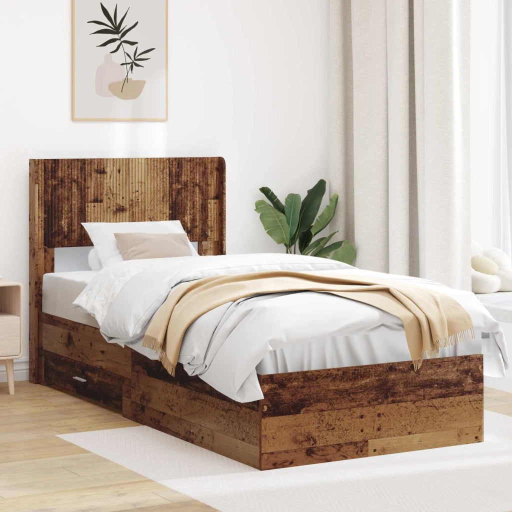 Struttura del letto con stoccaggio e testata Legno antico 3414521