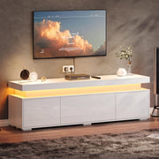 Mobile TV freestanding 150x35x43 cm con 3 ante e LED; bianco