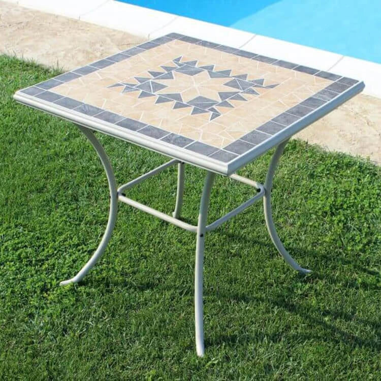 Tavolo da Giardino Quadrato con piano in Mosaico 80x80 - NEVIL