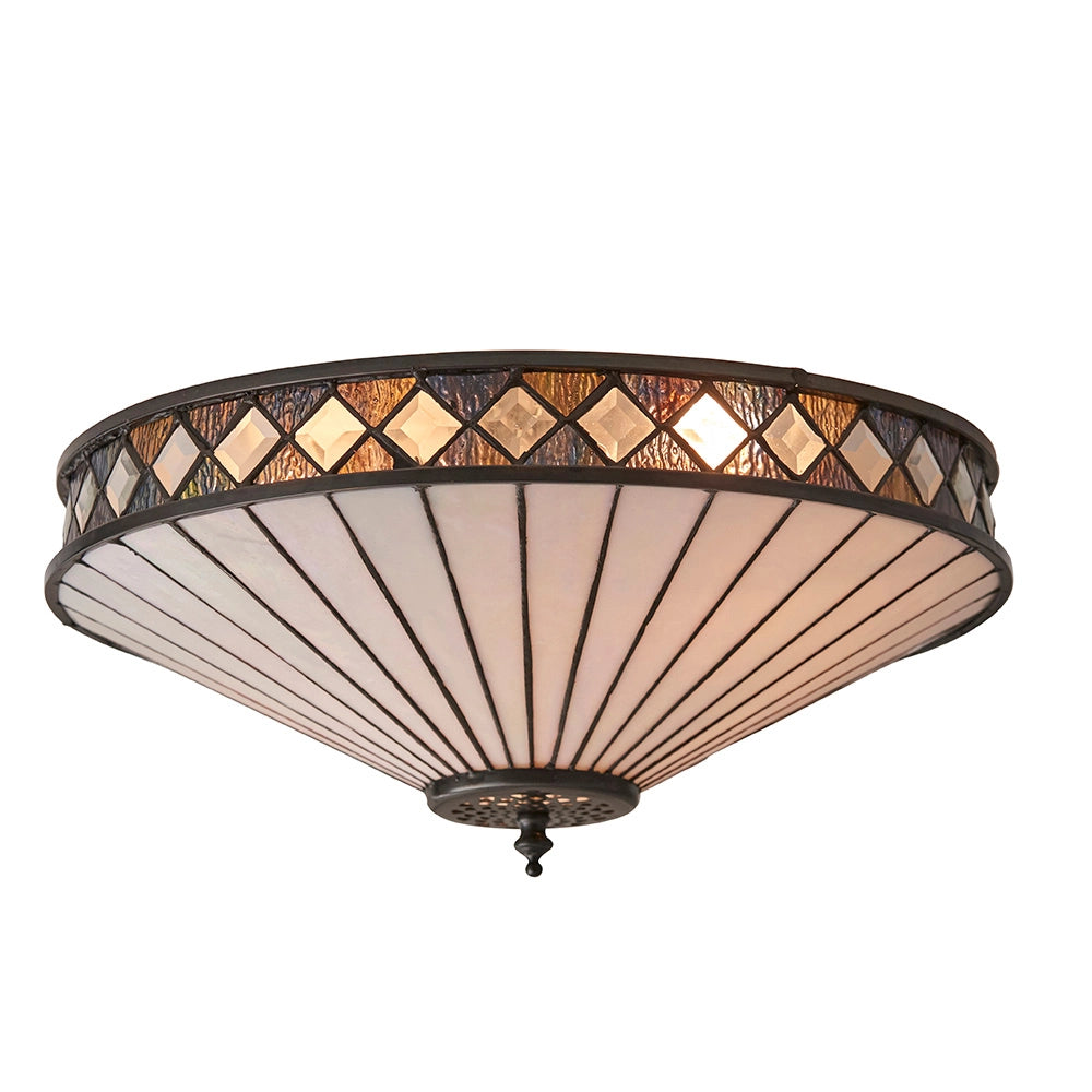 Plafoniera Tiffany FARGO vetrata rotonda 2xE27 60W