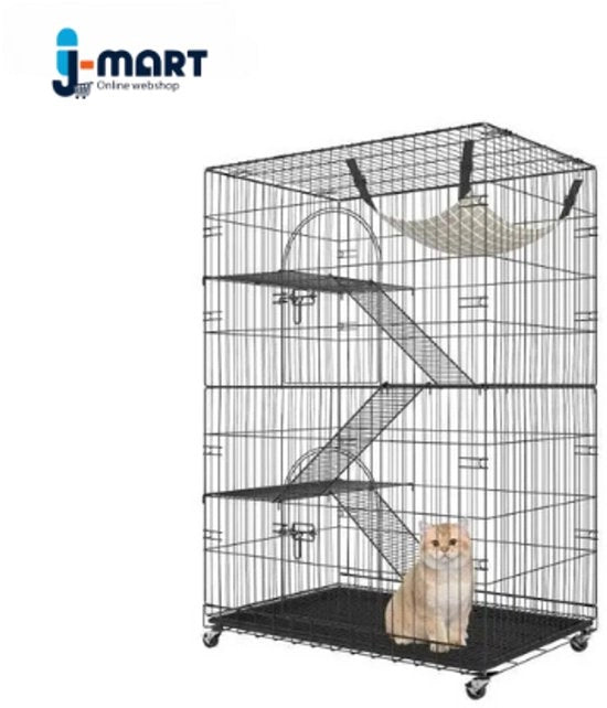 Banchetto per gatti - lettino per gatti - gabbia per gatti - per interni e esterni - pieghevole - inclusa la rete per dormire - per gatti fino a 13kg - 90x60x133cm