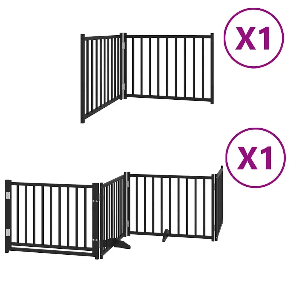 Cancello per Cani Porta Pieghevole Nero 6 Pannelli 480cm Pioppo CFW1278242
