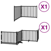 Cancello per Cani Porta Pieghevole Nero 6 Pannelli 480cm Pioppo CFW1278242
