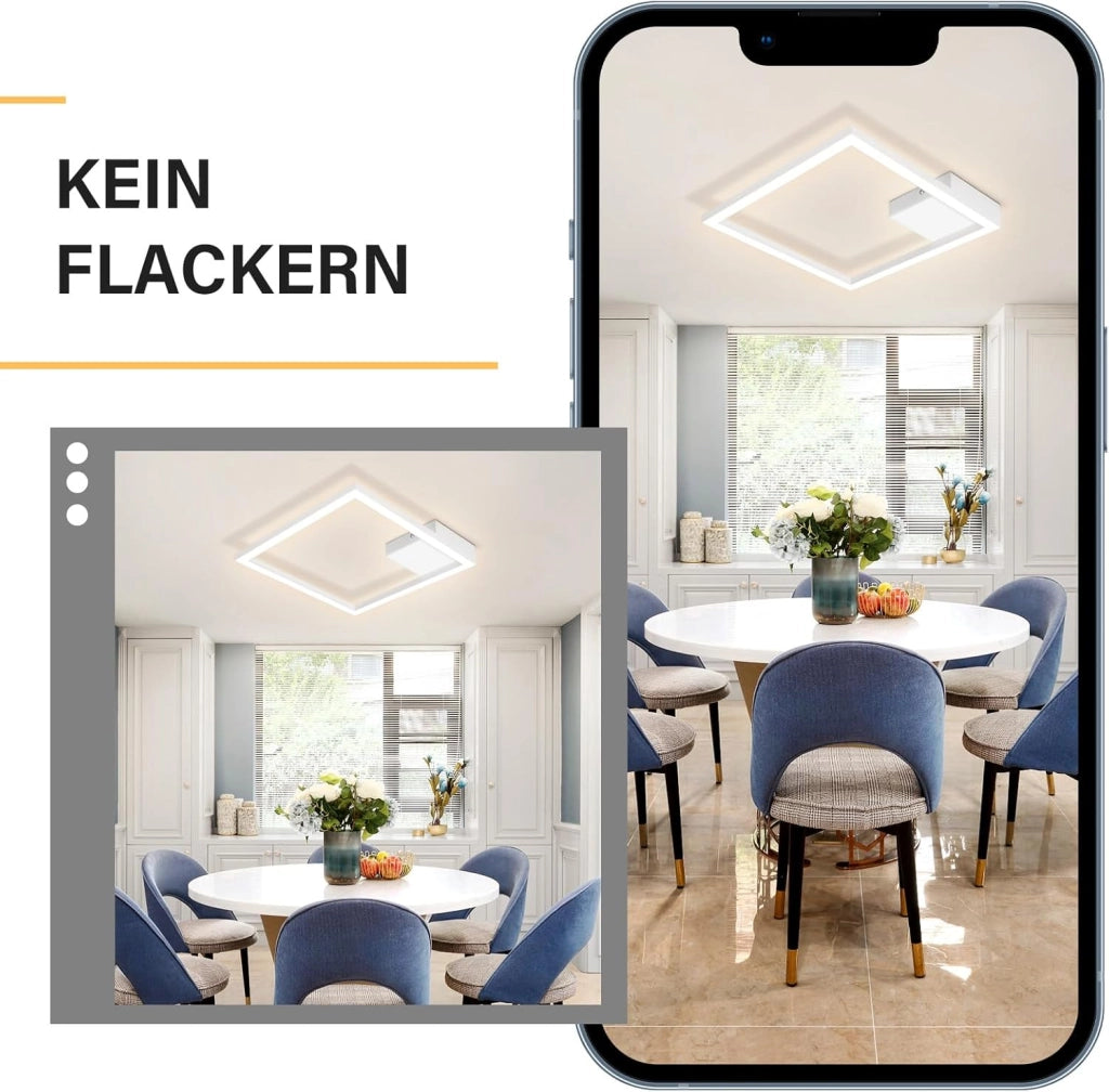 ZMH Lampada da soffitto plafoniera LED moderna quadrata bianca 3000K per soggiorno cucina