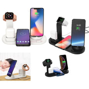 Trade Shop - Stazione Ricarica Wireless 4 In 1 Qi Air Pods Iphone Compatibile Micro Usb Type C -