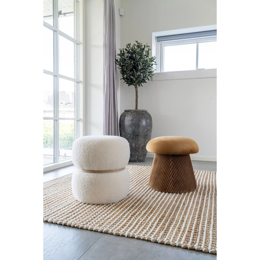 Pouf Hampton in velluto ocra forma fungo ø39 cm