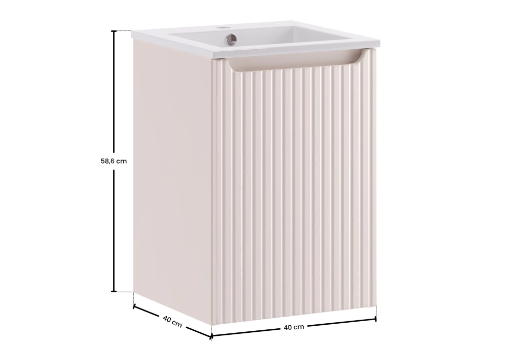 Set mobili bagno 40 cm con lavabo per mobile Square Nova Cashmere 40 x 1401 x 40 cm